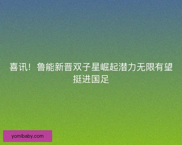 喜讯！鲁能新晋双子星崛起潜力无限有望挺进国足